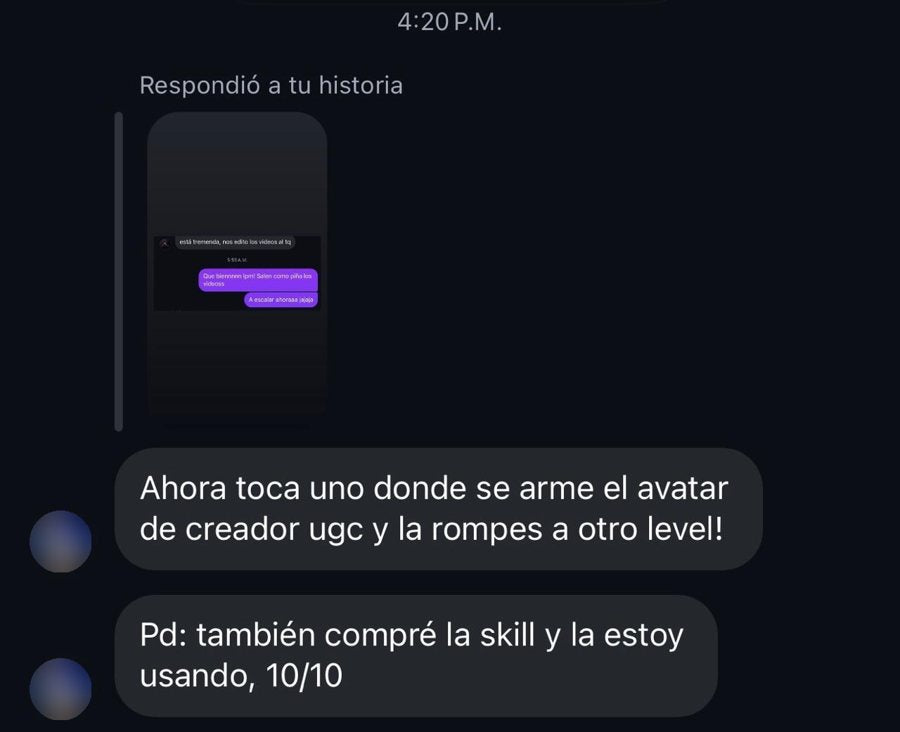 Chat: también compré la skill y la estoy usando, 10 de 10