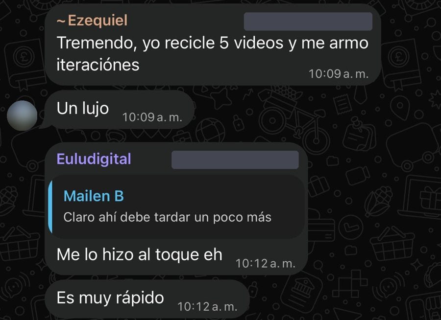 Grupo: reciclé 5 videos y me armó iteraciones, un lujo, me lo hizo al toque